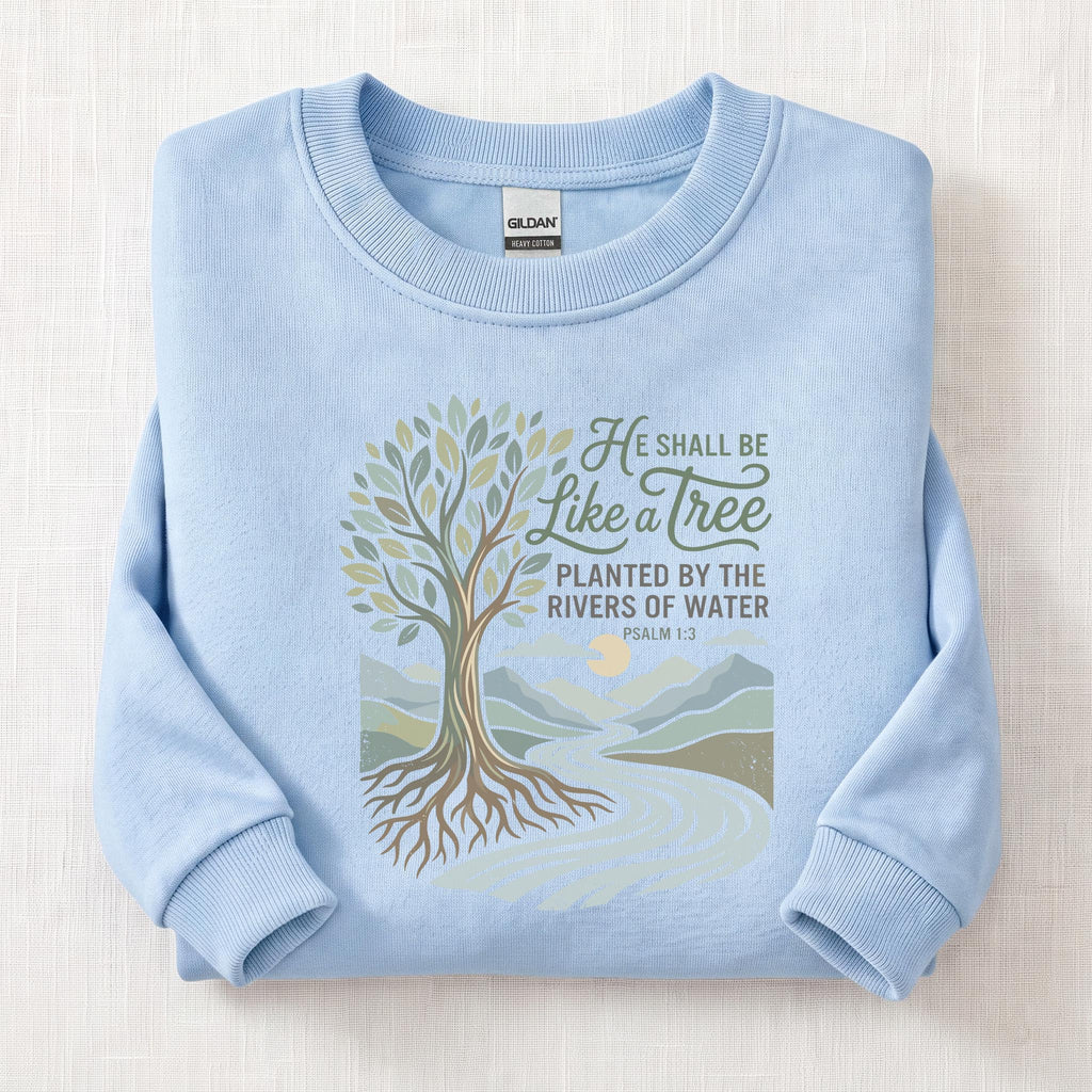 Rooted In Faith Sweatshirt — Light Blue