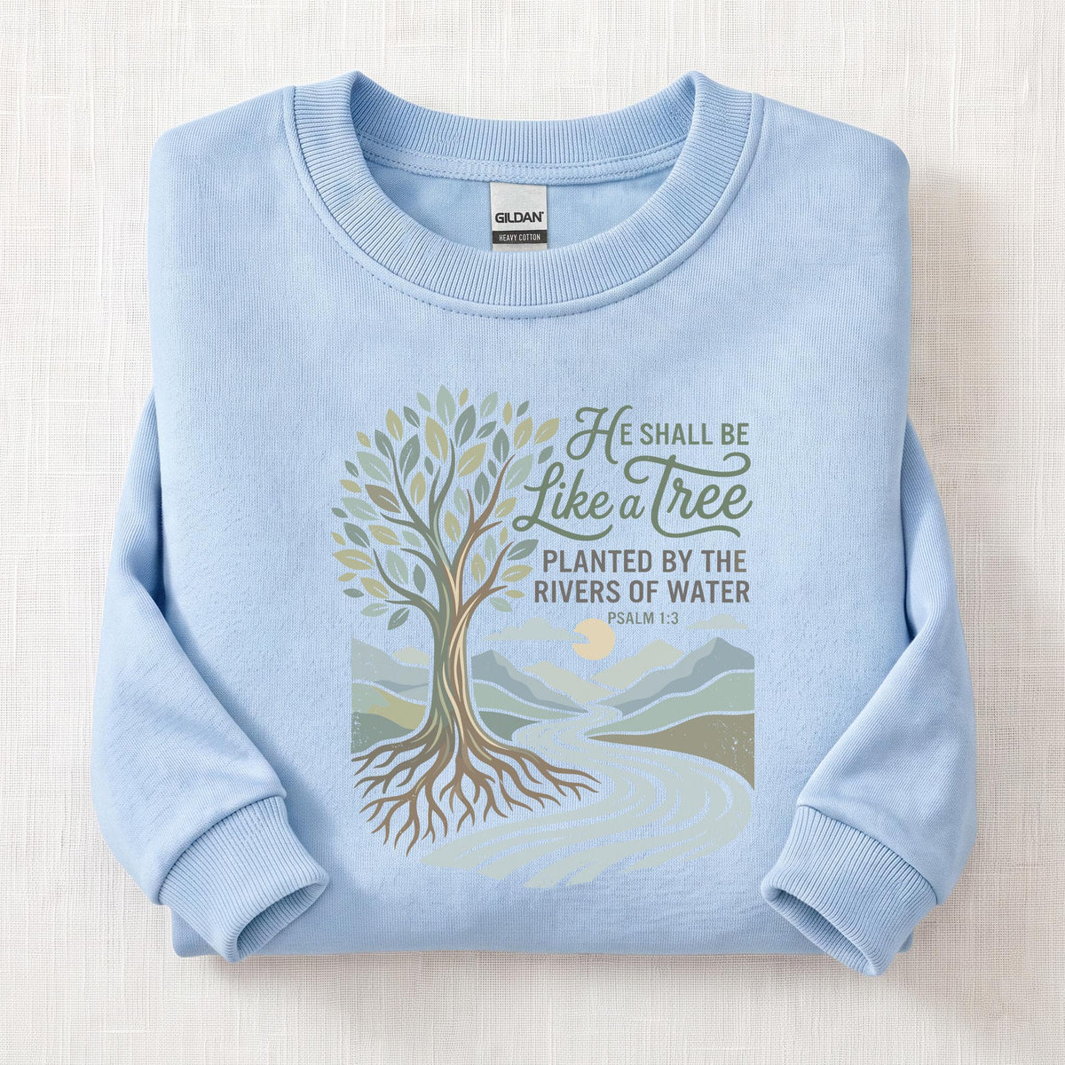 Rooted In Faith Sweatshirt — Light Blue
