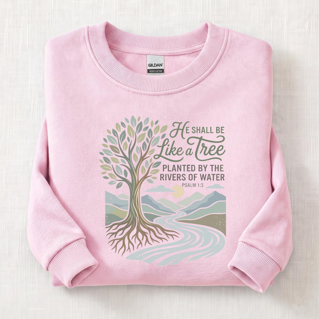 Rooted In Faith Sweatshirt — Light Pink