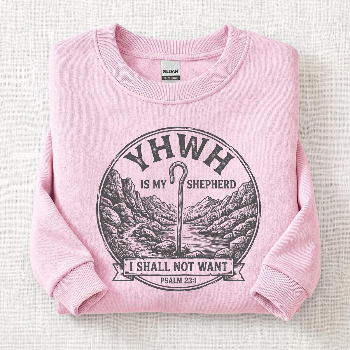 YHWH Is My Shepherd Sweatshirt — Light Pink