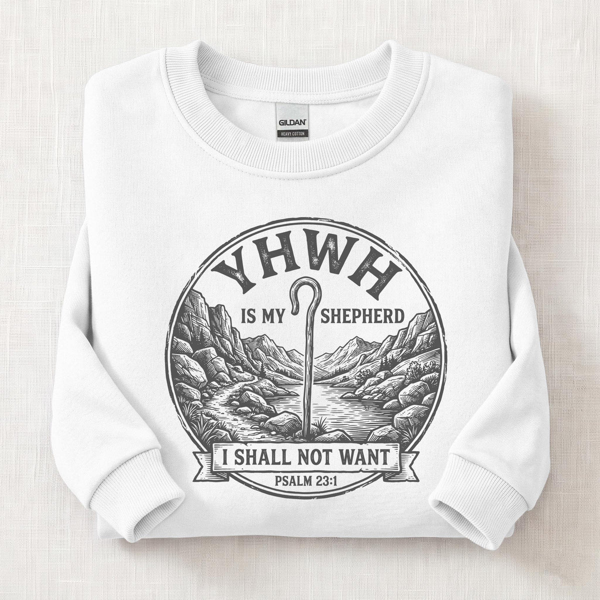 YHWH Is My Shepherd Sweatshirt — White