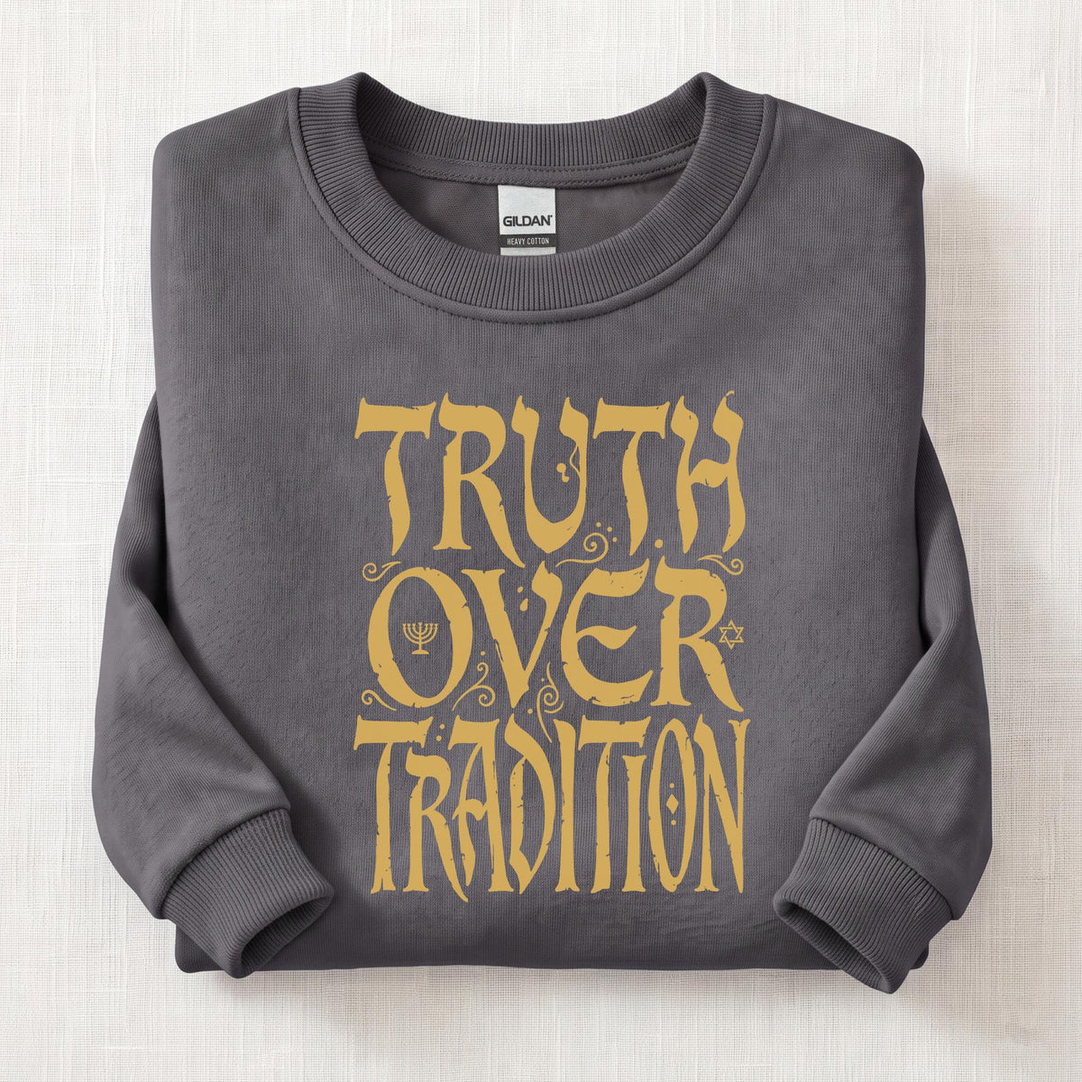 Truth Over Tradition Ancient Sweatshirt — Charcoal