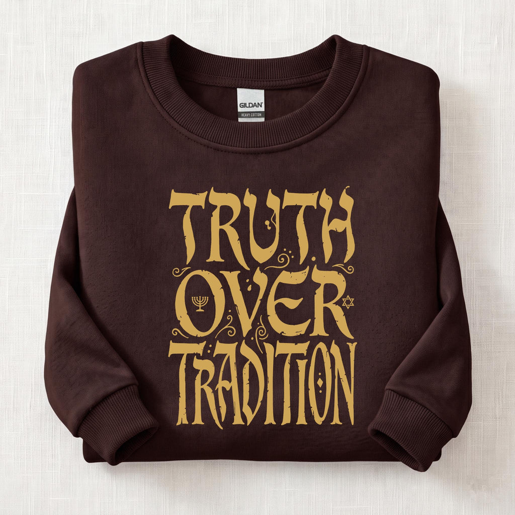 Truth Over Tradition Ancient Sweatshirt — Dark Chocolate