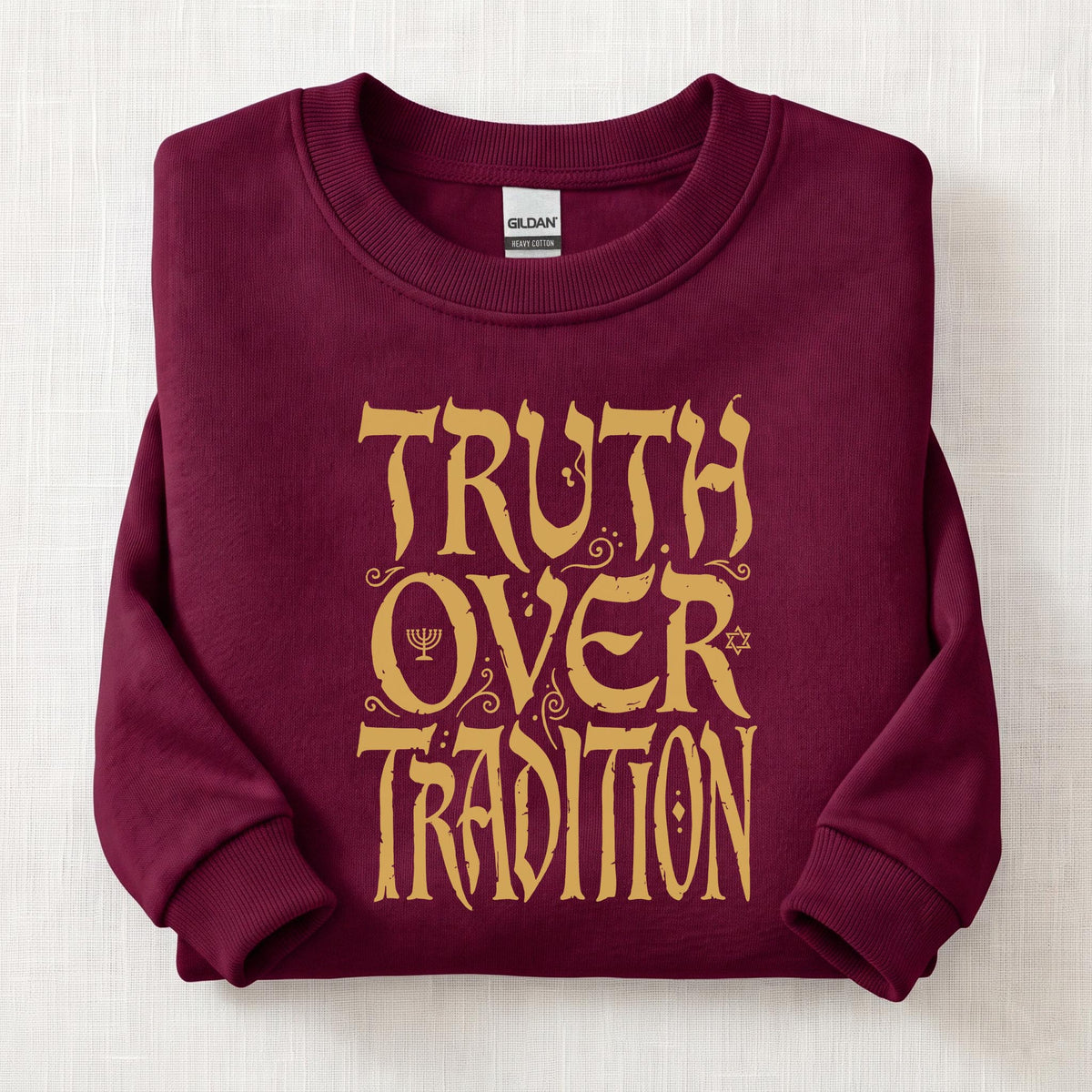 Truth Over Tradition Ancient Sweatshirt — Maroon