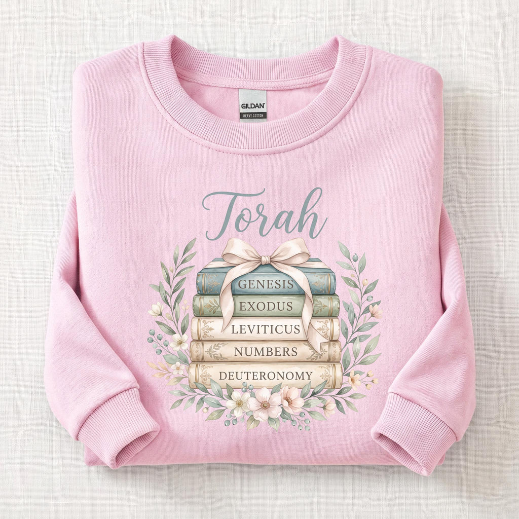Books of Torah Sweatshirt — Light Pink