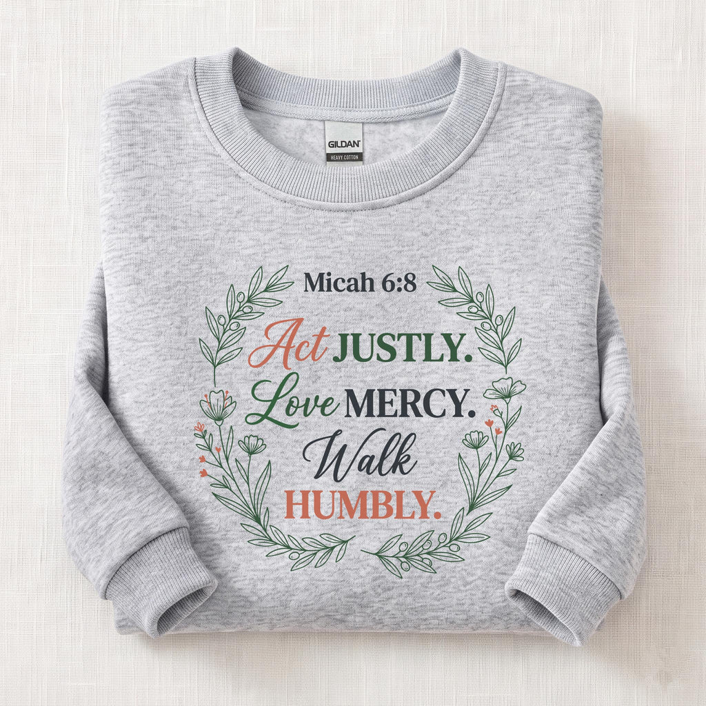 Micah 6:8 Verse Sweatshirt — Ash
