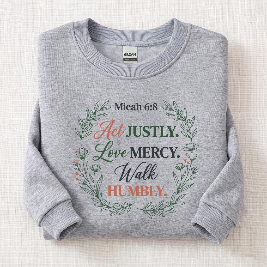 Micah 6:8 Verse Sweatshirt — Sport Grey