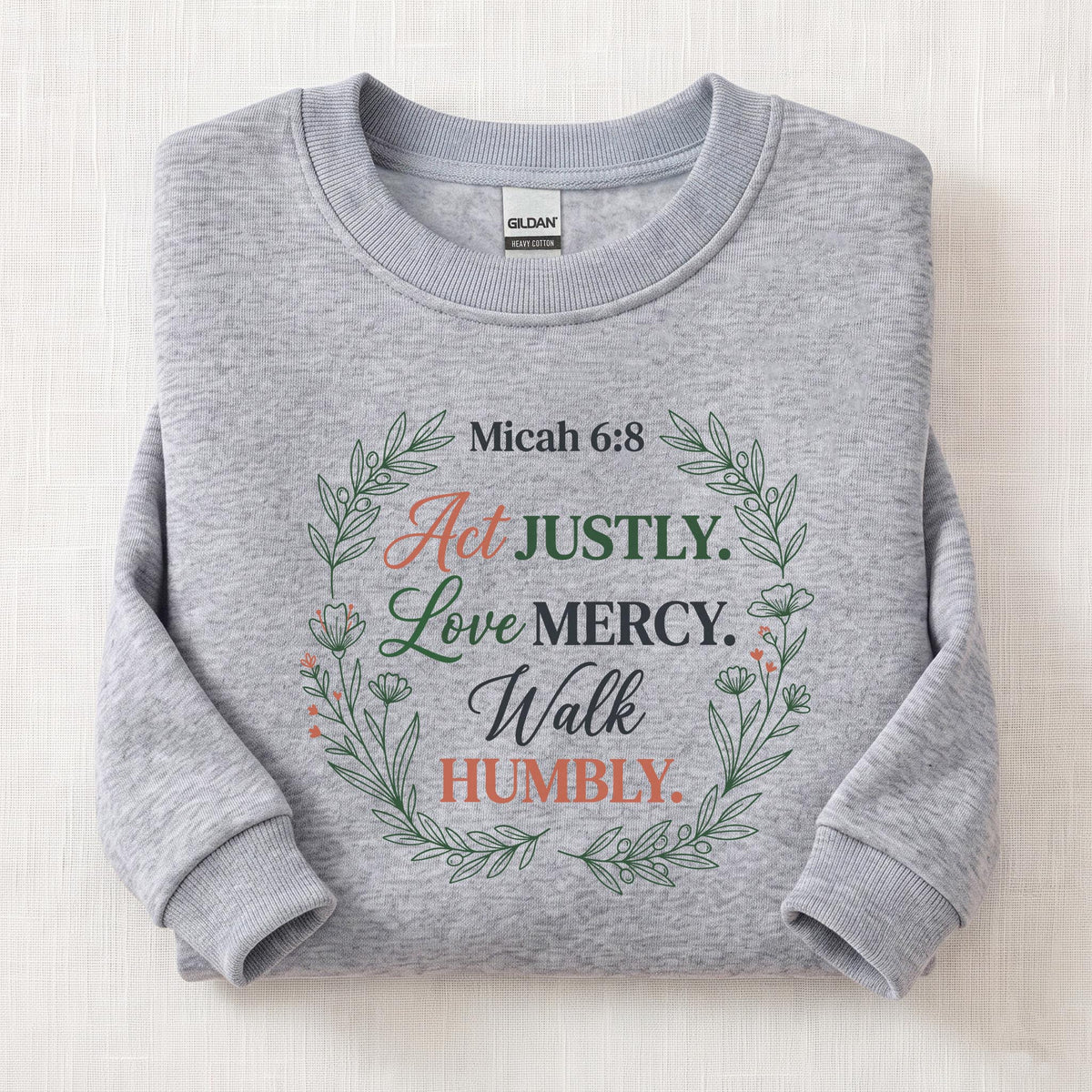 Micah 6:8 Verse Sweatshirt — Sport Grey