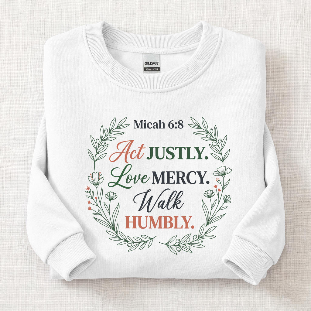 Micah 6:8 Verse Sweatshirt — White