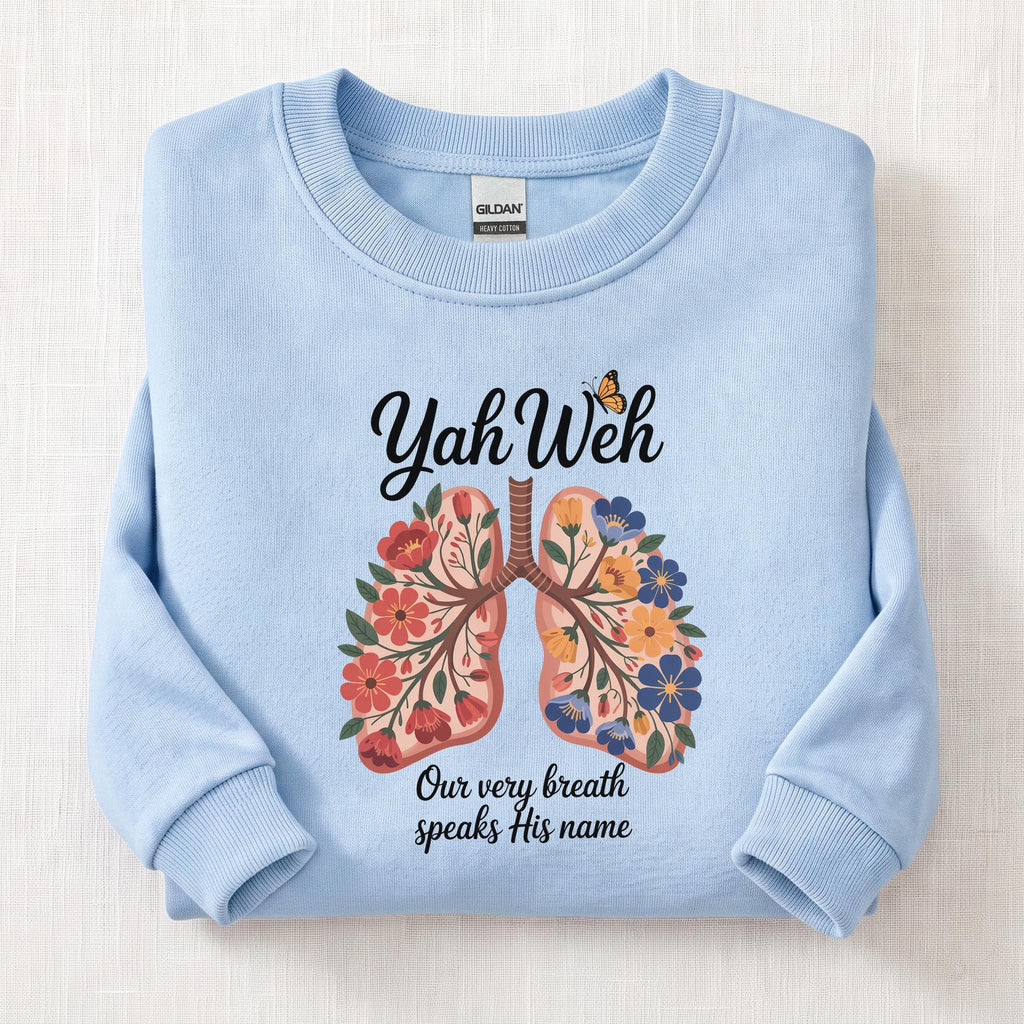 Yahweh Lungs Sweatshirt — Light Blue
