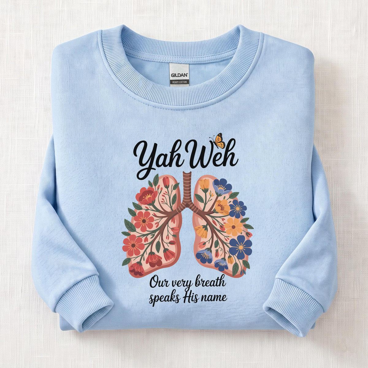 Yahweh Lungs Sweatshirt — Light Blue