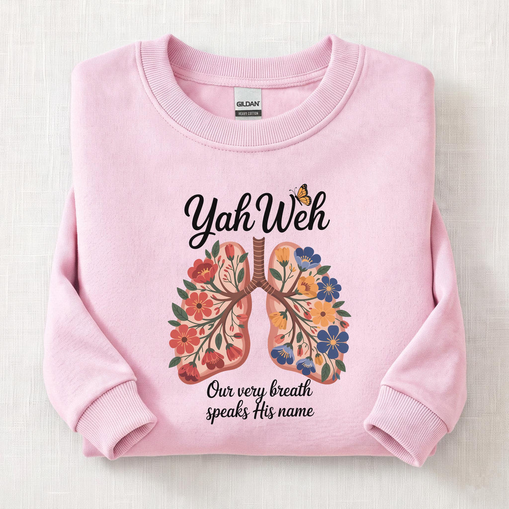 Yahweh Lungs Sweatshirt — Light Pink