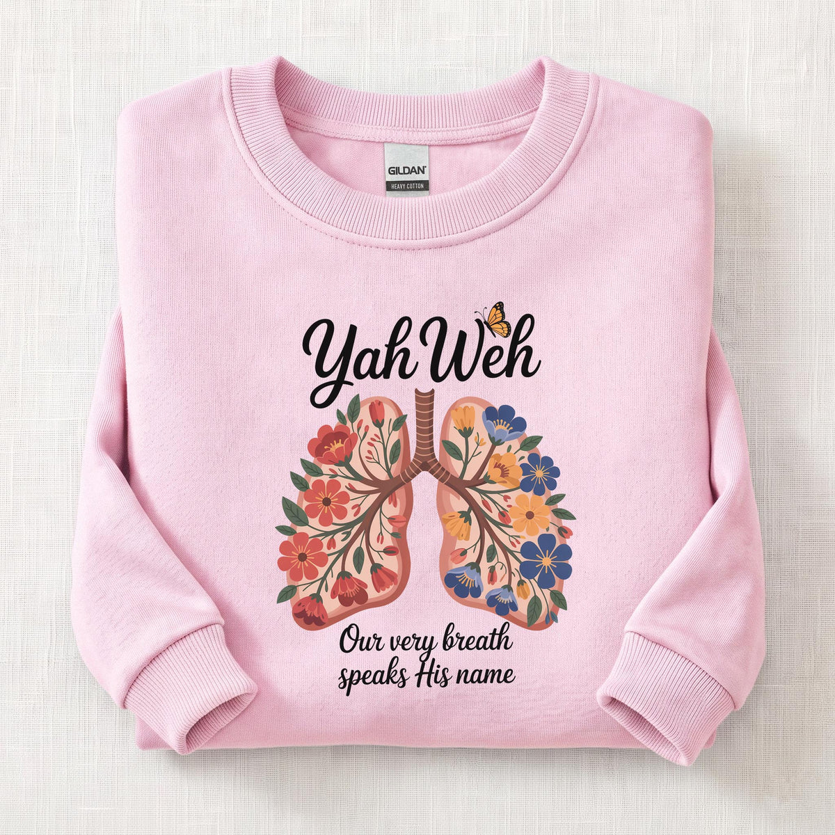 Yahweh Lungs Sweatshirt — Light Pink