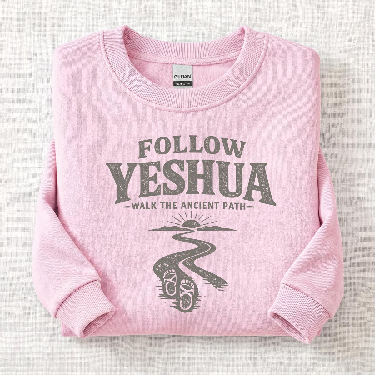 Follow Yeshua Sweatshirt — Light Pink