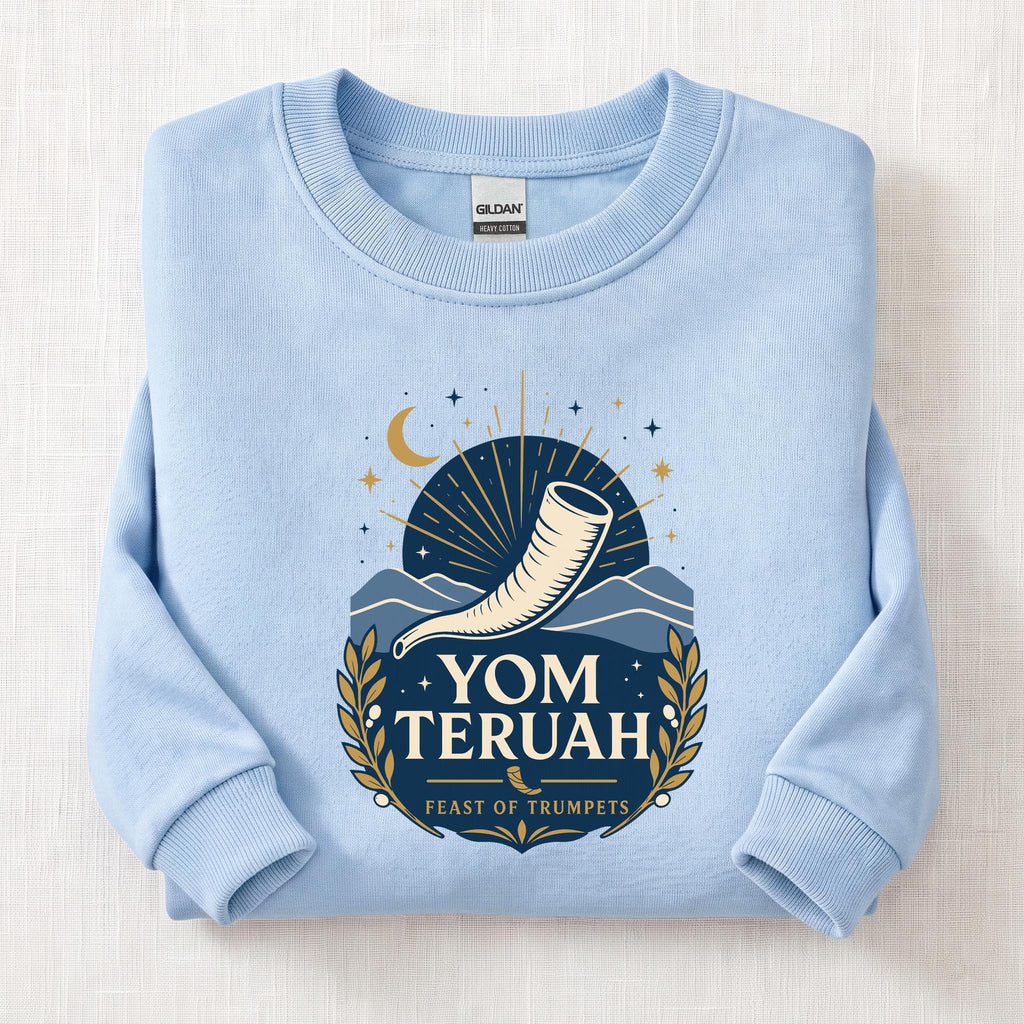 Feast Of Trumpets Sweatshirt — Light Blue