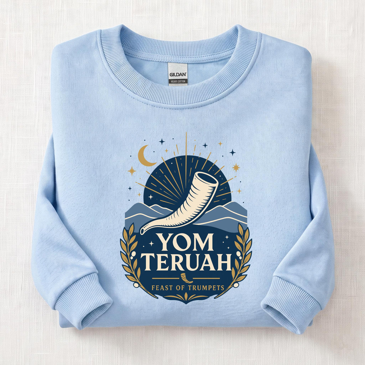 Feast Of Trumpets Sweatshirt — Light Blue