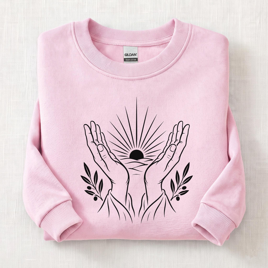 Hands Toward Yah Sweatshirt — Light Pink
