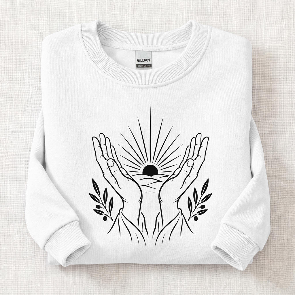 Hands Toward Yah Sweatshirt — White
