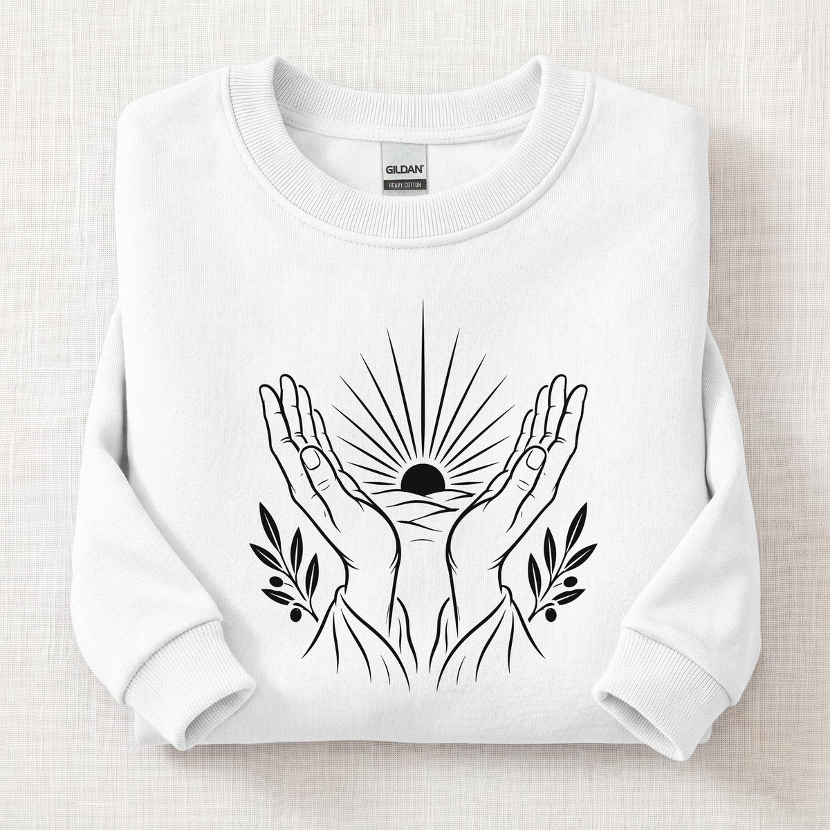 Hands Toward Yah Sweatshirt — White
