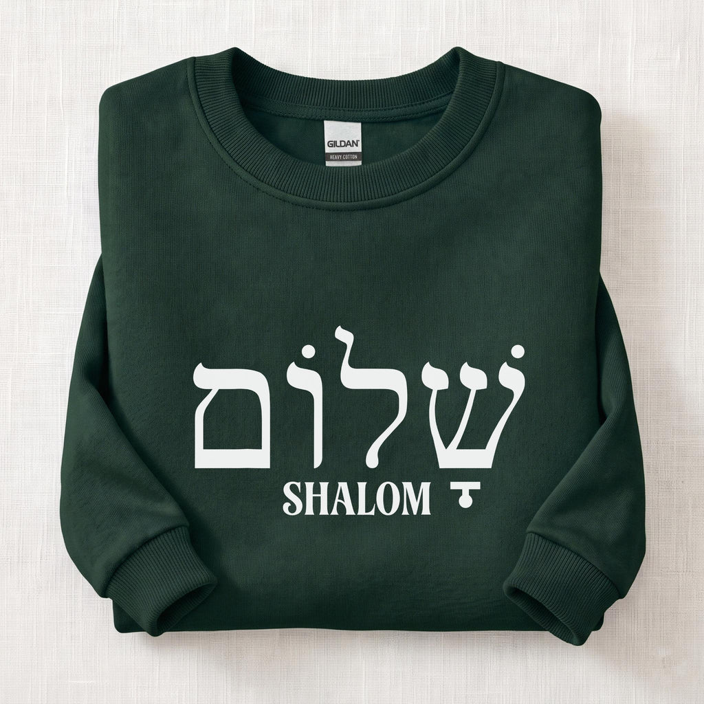 Shabbat Shalom Sweatshirt — Forest Green