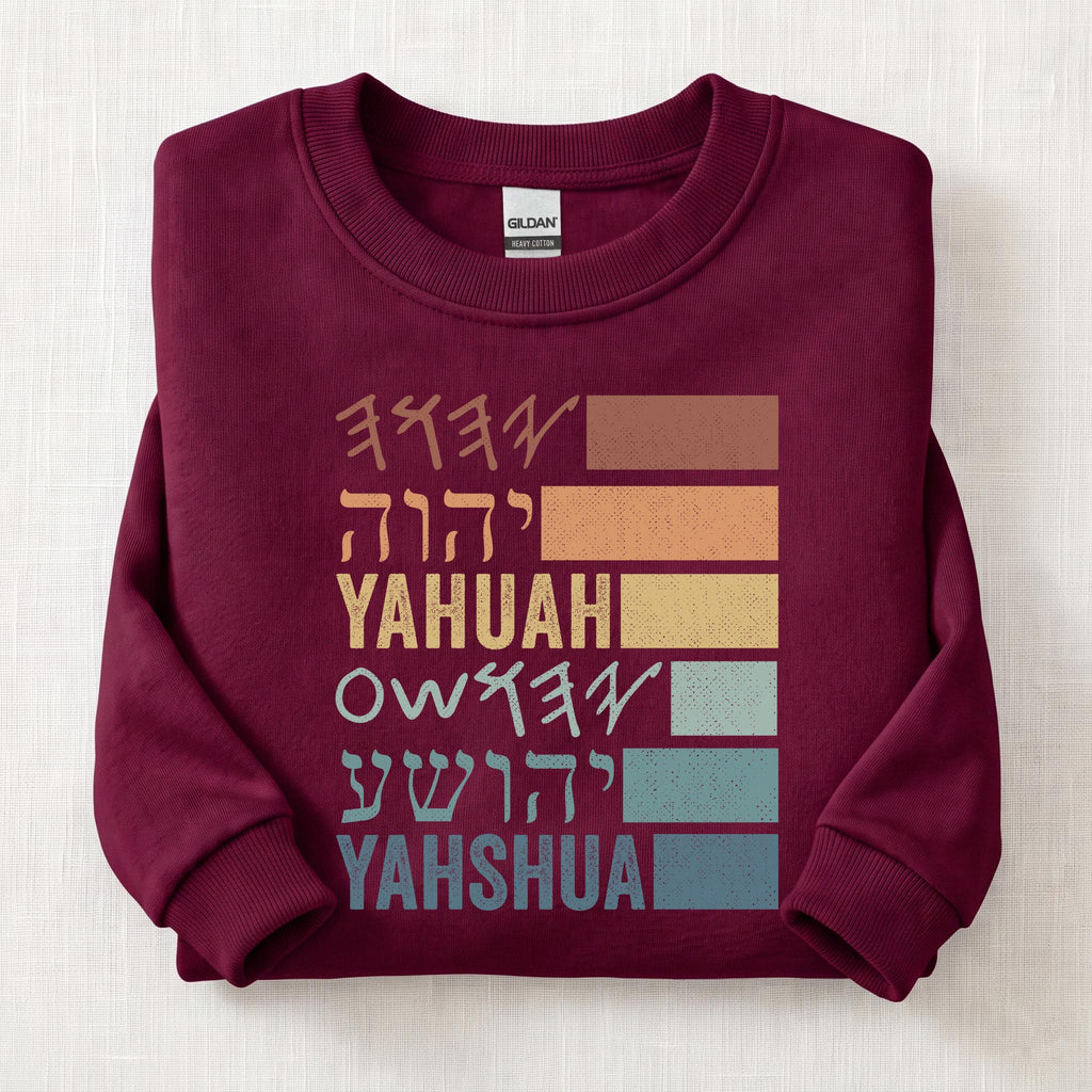Yahuah Yahshua Names In Paleo Sweatshirt — Maroon