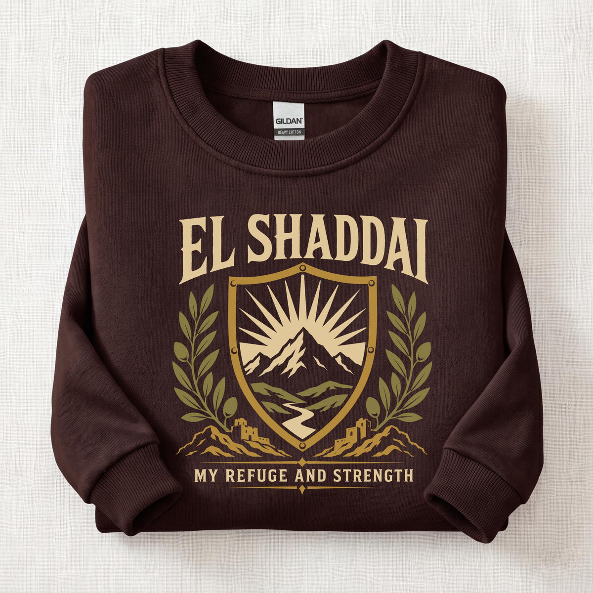 El Shaddai My Strength Sweatshirt — Dark Chocolate