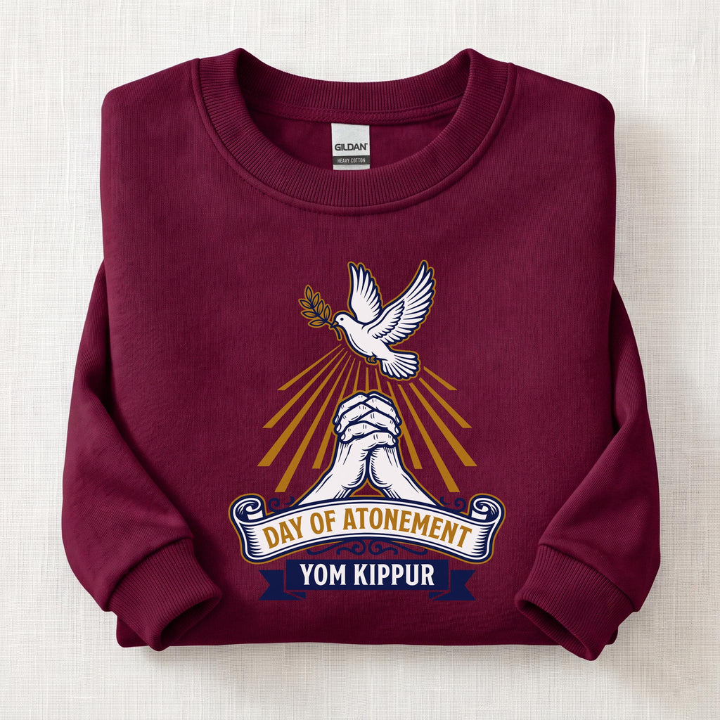 Yom Kippur Day Of Atonemen Sweatshirt — Maroon