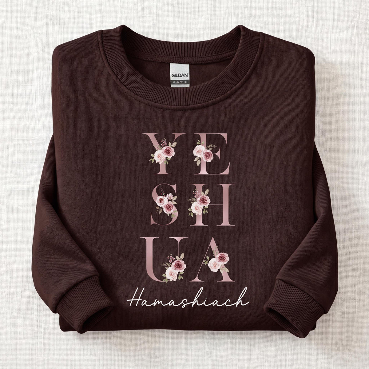 Yeshua Hamashiach Floral Sweatshirt — Dark Chocolate