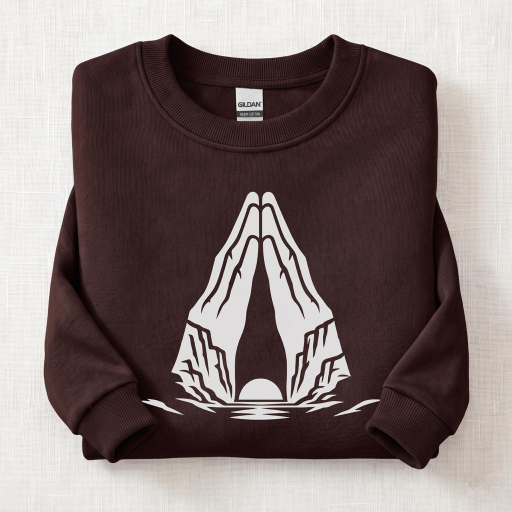 Canyon Prayer Hands Sweatshirt — Dark Chocolate