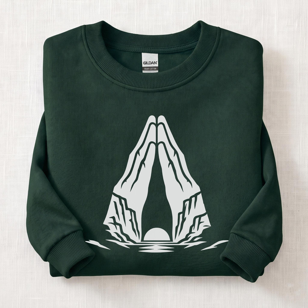 Canyon Prayer Hands Sweatshirt — Forest Green