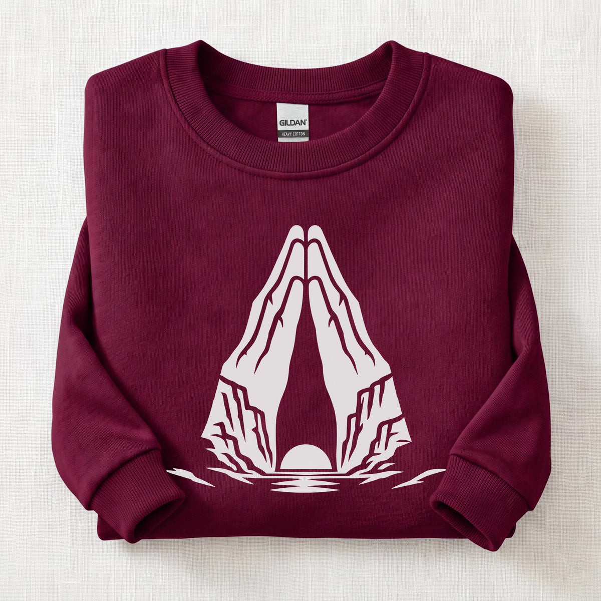 Canyon Prayer Hands Sweatshirt — Maroon