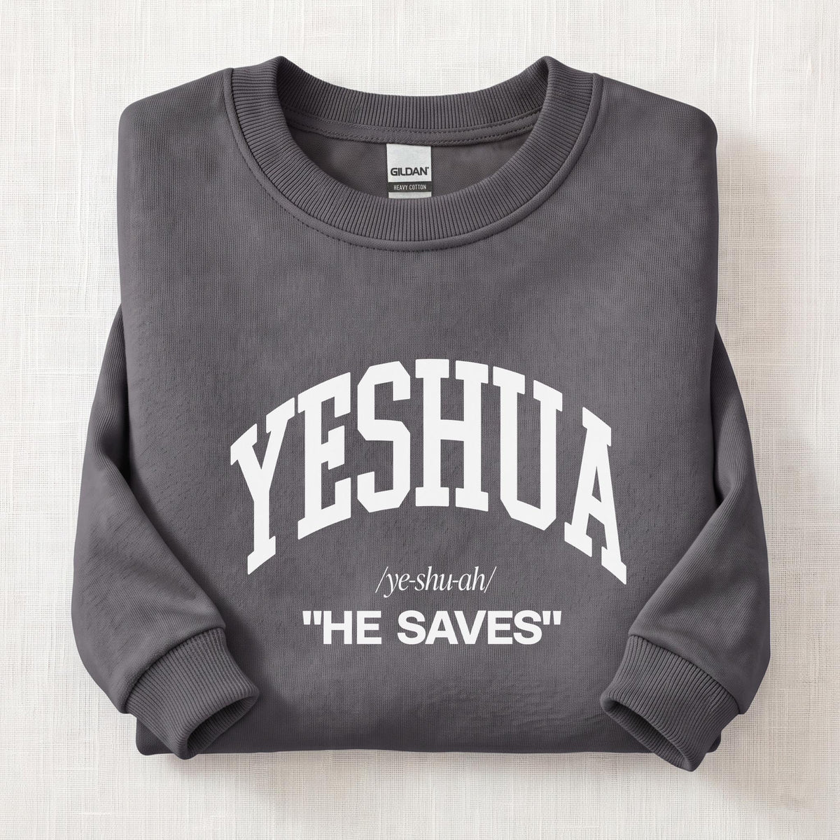 Yeshua He Saves Sweatshirt — Charcoal