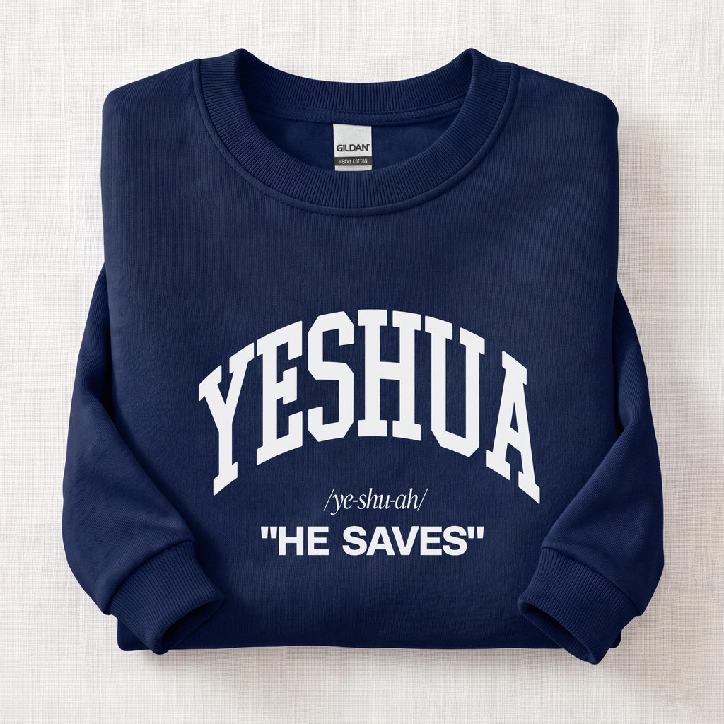 Yeshua He Saves Sweatshirt — Navy