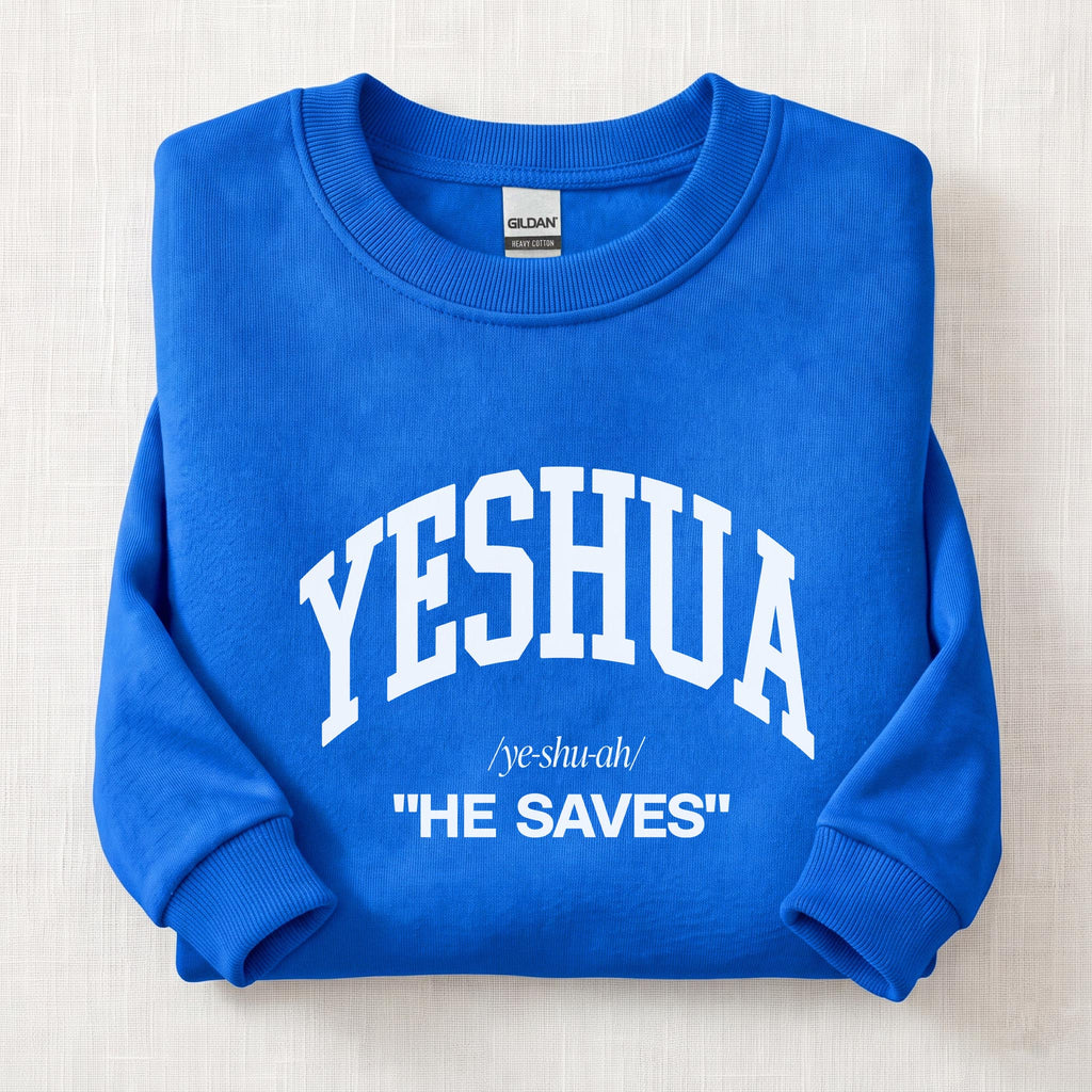 Yeshua He Saves Sweatshirt — Royal