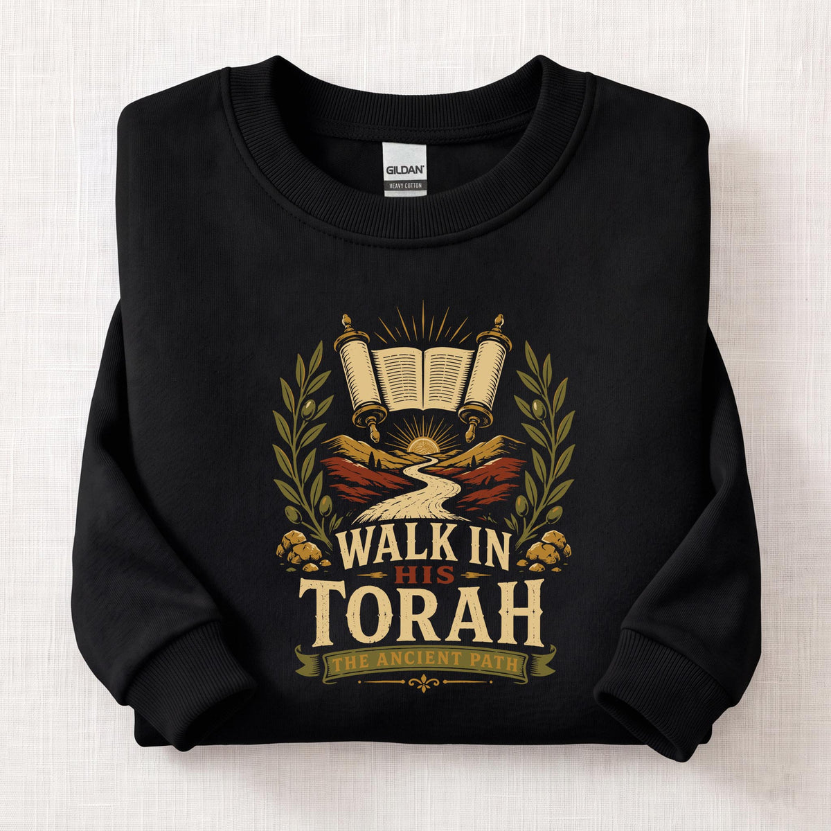 Walk In His Torah Sweatshirt — Black