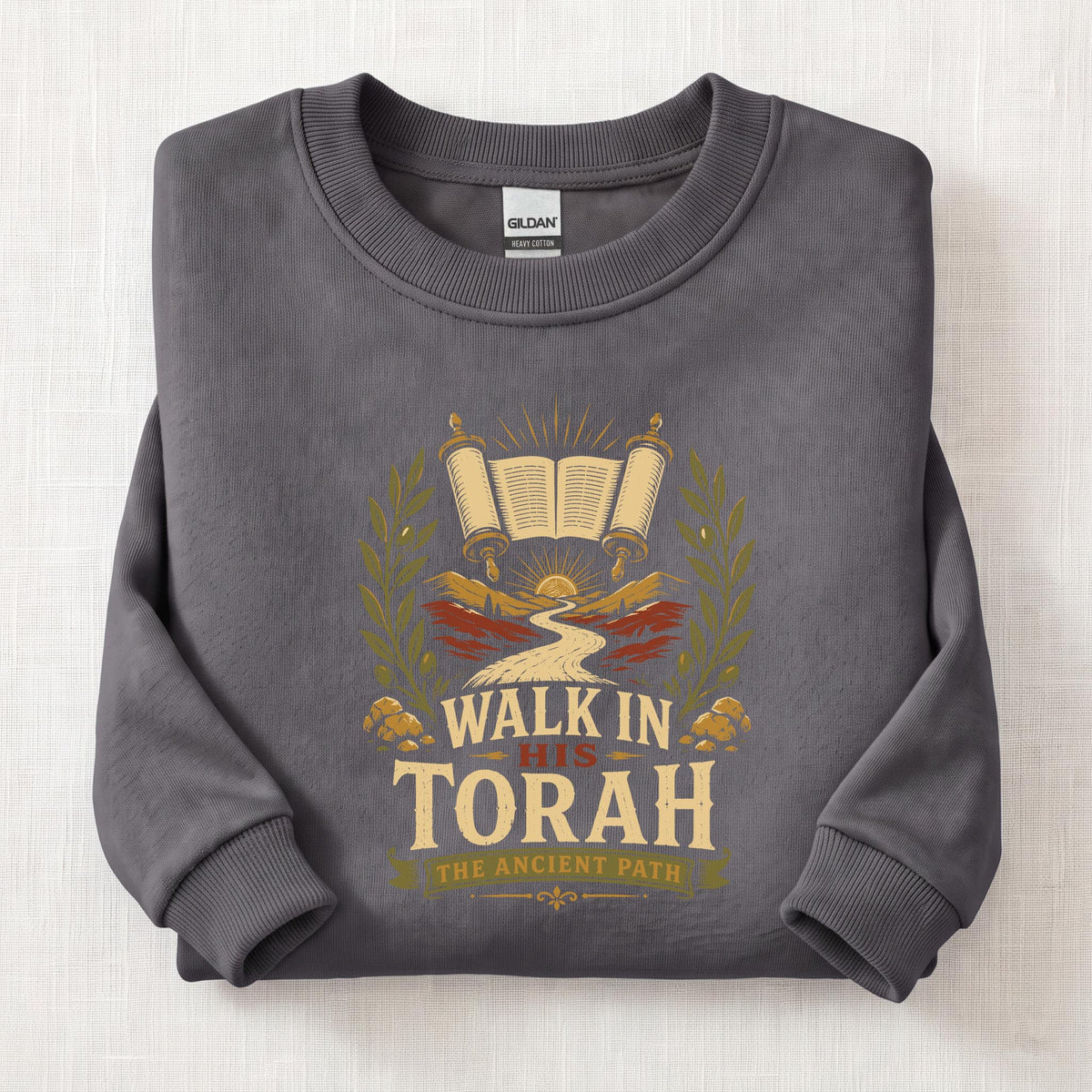 Walk In His Torah Sweatshirt — Charcoal