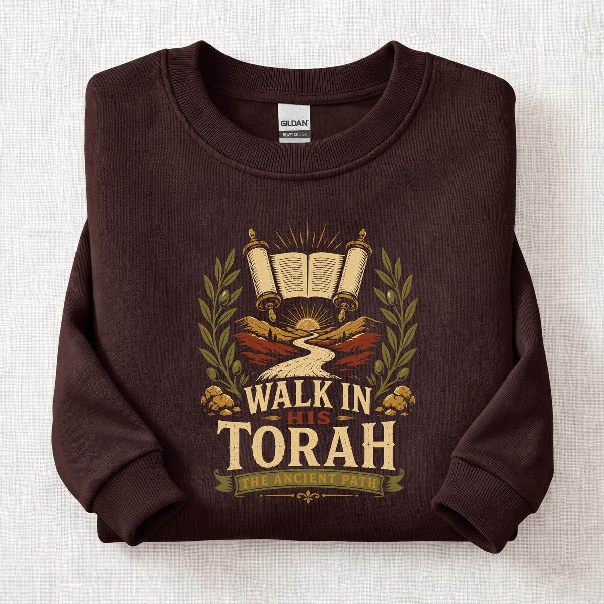 Walk In His Torah Sweatshirt — Dark Chocolate