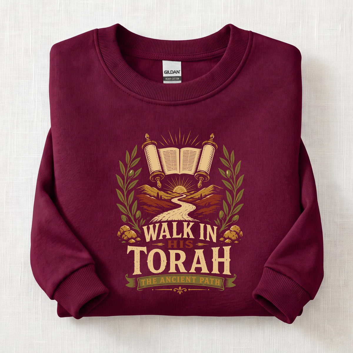 Walk In His Torah Sweatshirt — Maroon
