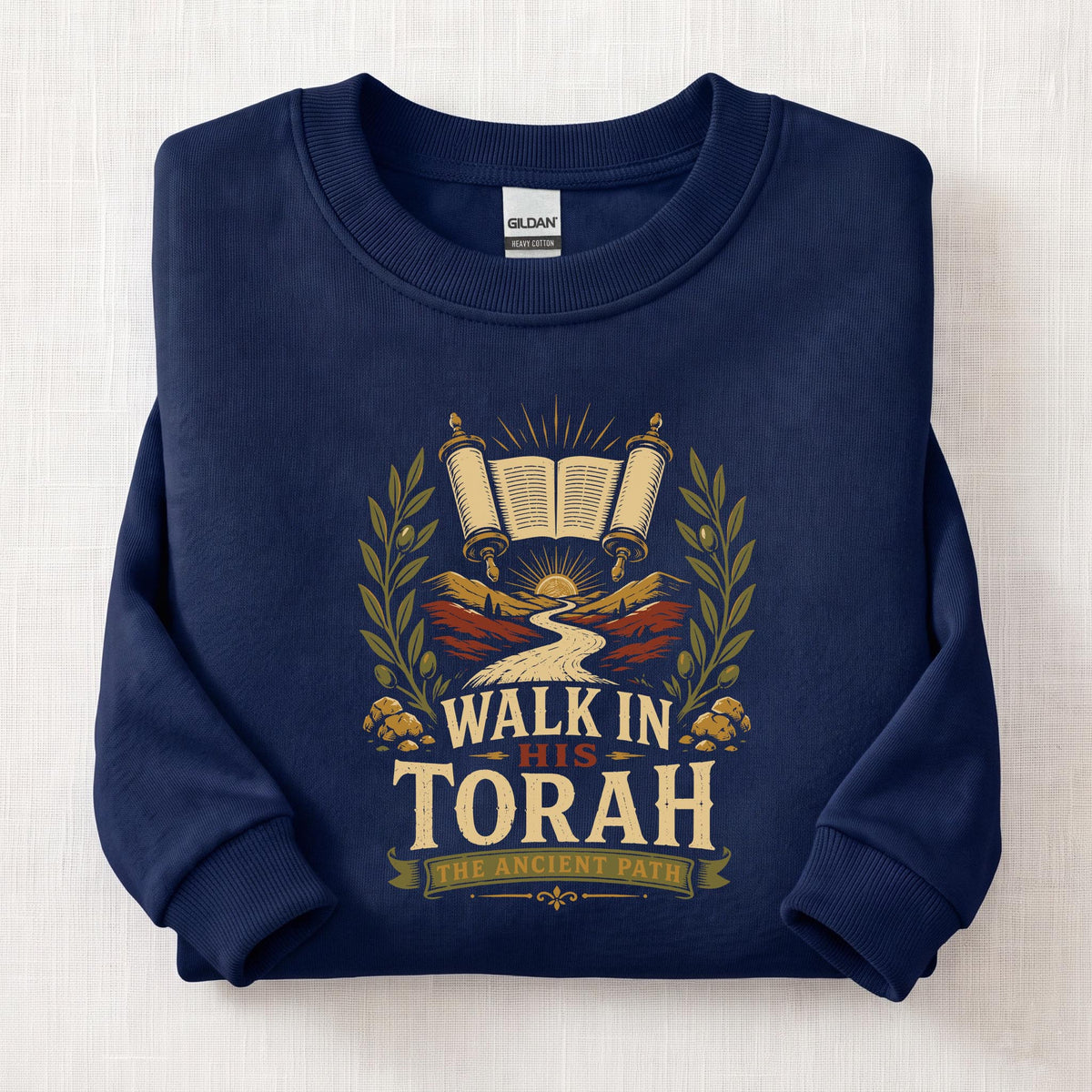 Walk In His Torah Sweatshirt — Navy