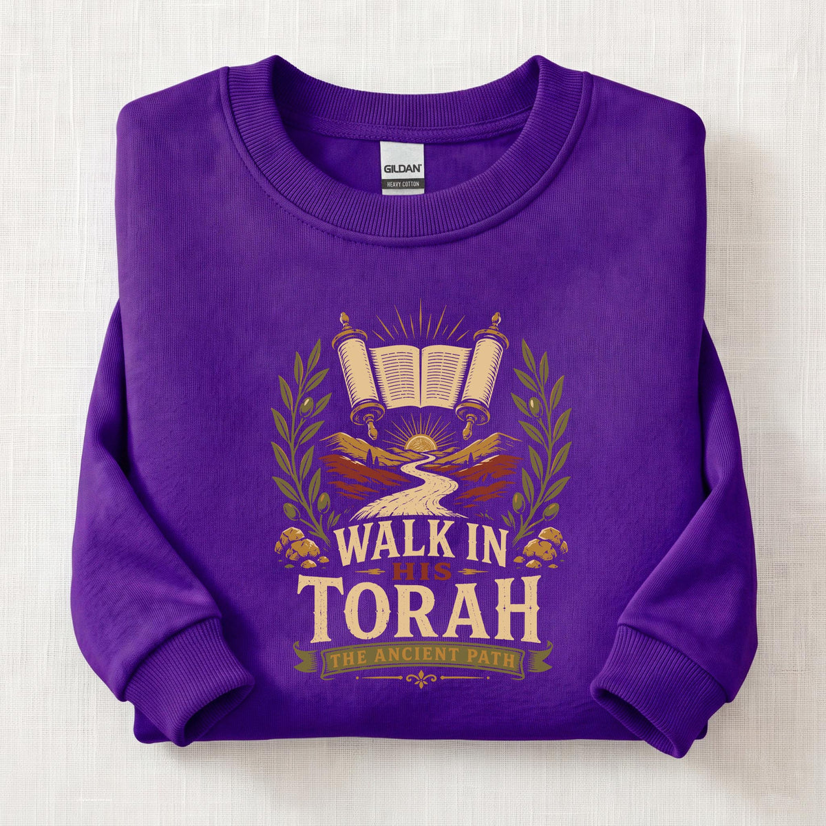 Walk In His Torah Sweatshirt — Purple