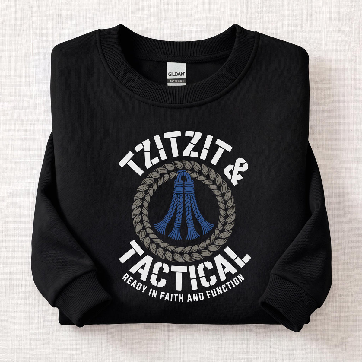 Tzitzit Ready In Faith Sweatshirt — Black