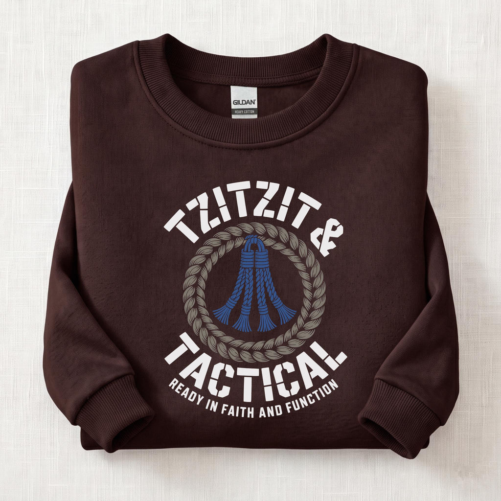 Tzitzit Ready In Faith Sweatshirt — Dark Chocolate