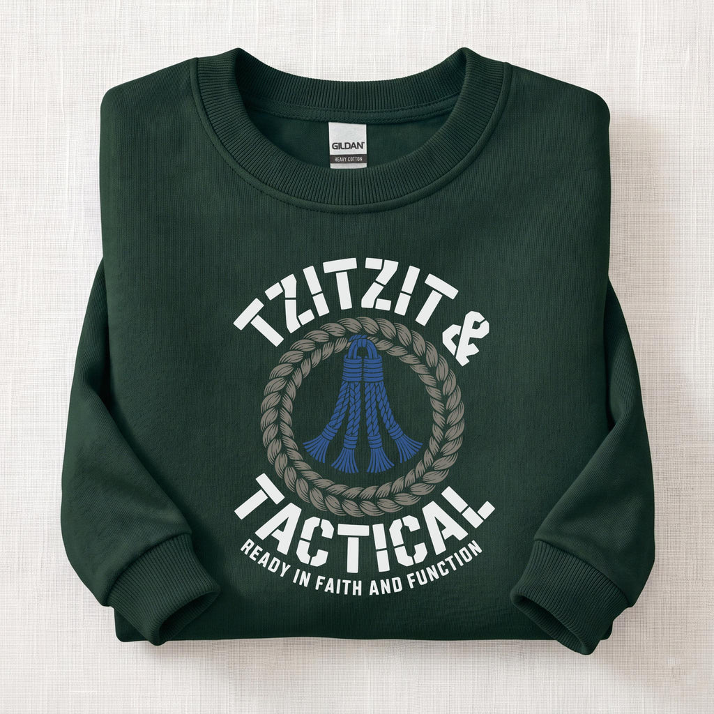 Tzitzit Ready In Faith Sweatshirt — Forest Green