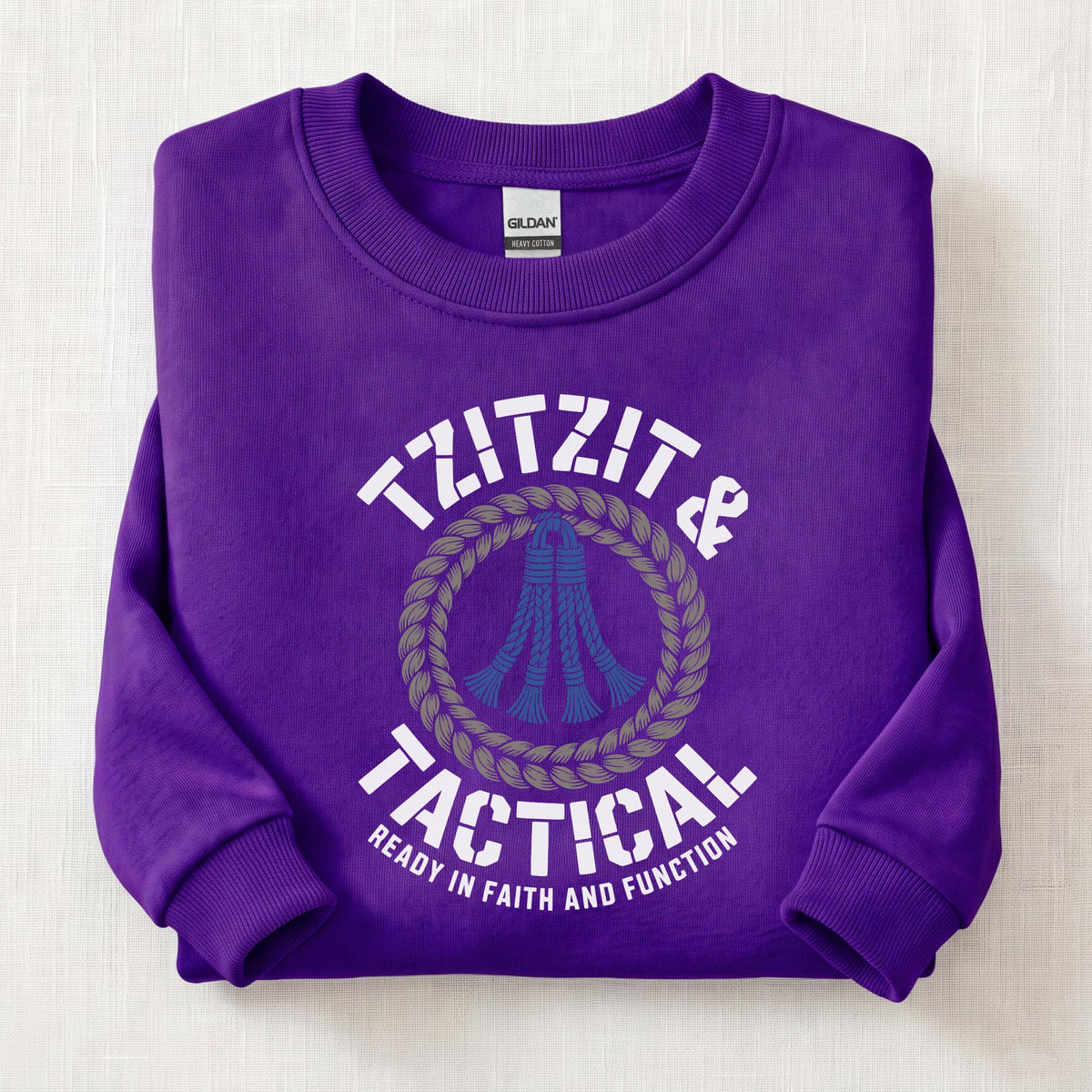 Tzitzit Ready In Faith Sweatshirt — Purple