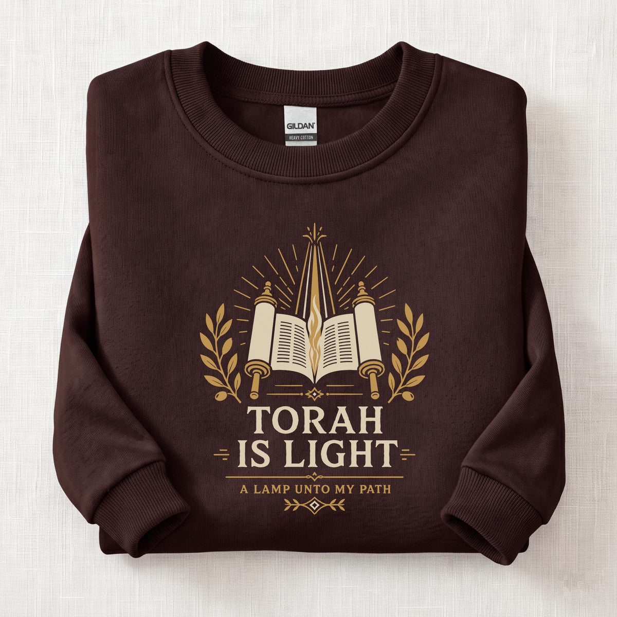 Torah Is Light Sweatshirt — Dark Chocolate
