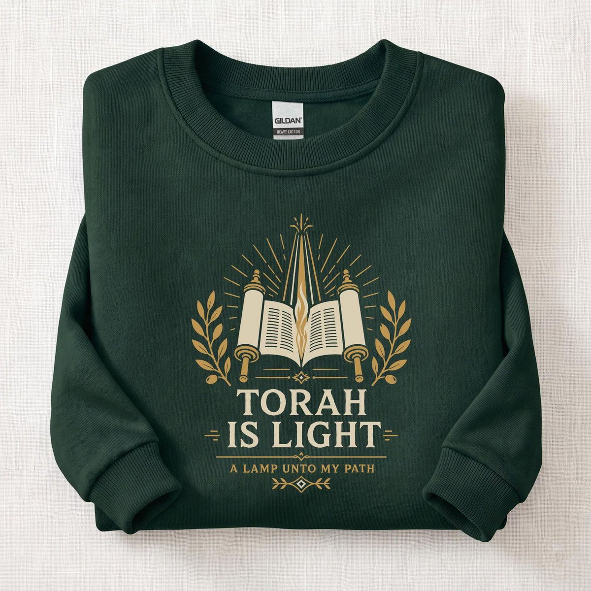 Torah Is Light Sweatshirt — Forest Green