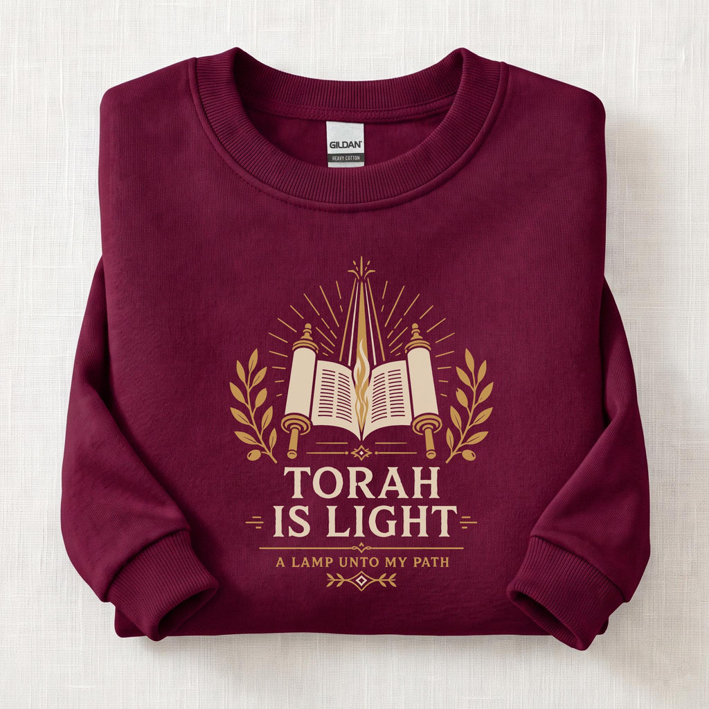 Torah Is Light Sweatshirt — Maroon