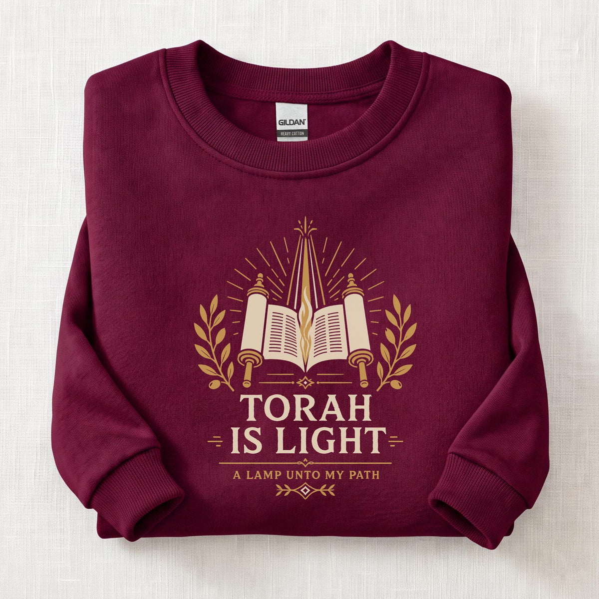 Torah Is Light Sweatshirt — Maroon