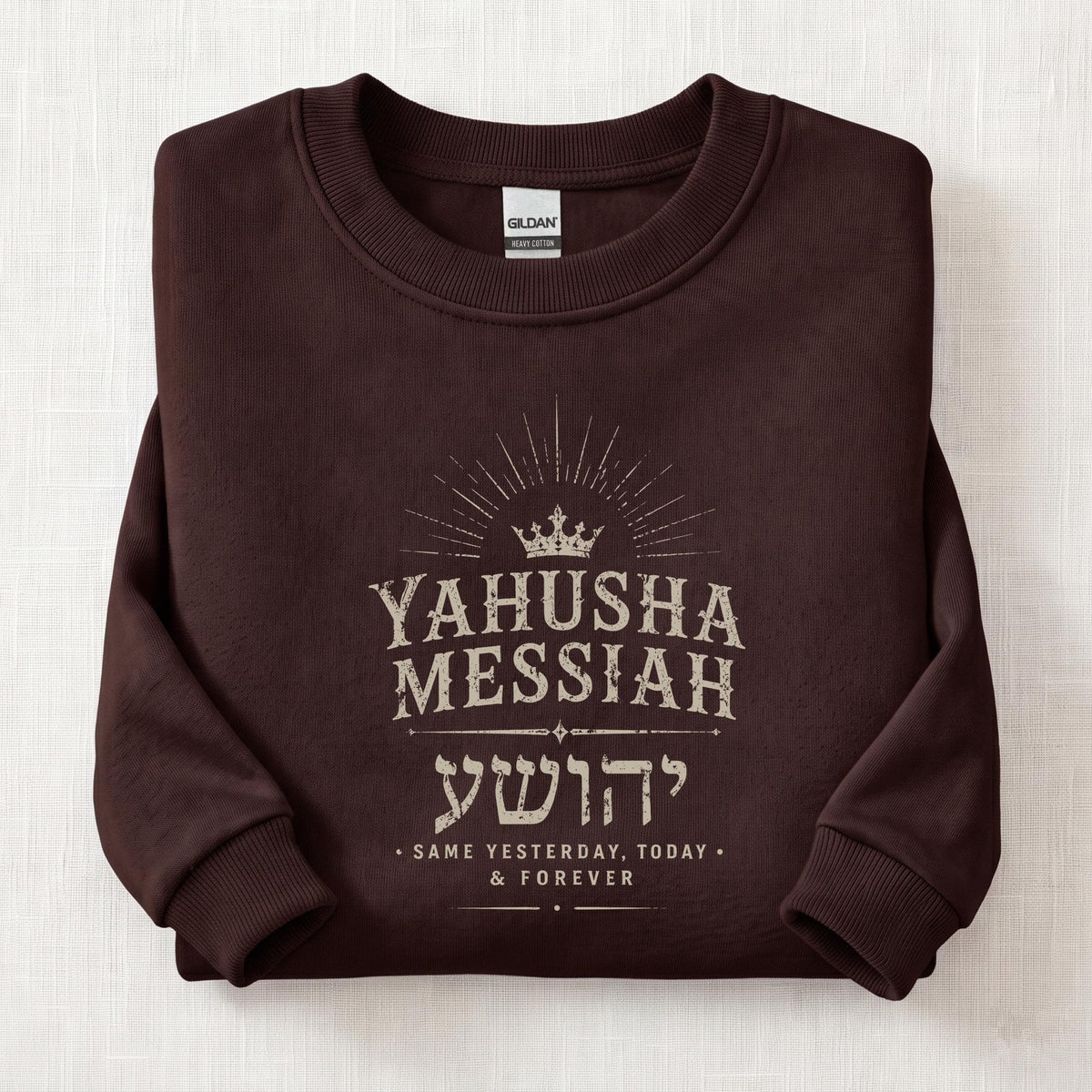 Yahusha Messiah Sweatshirt — Dark Chocolate