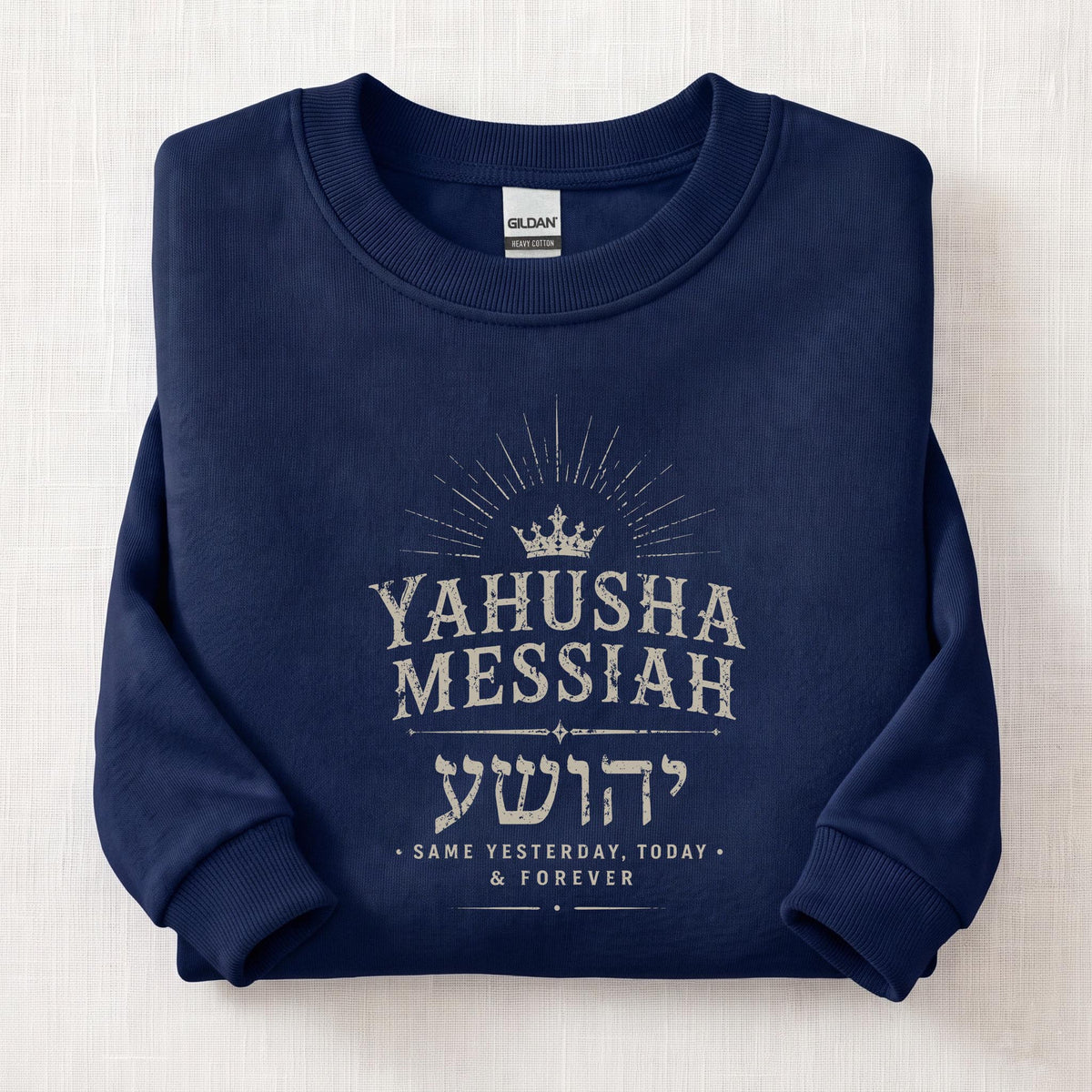 Yahusha Messiah Sweatshirt — Navy